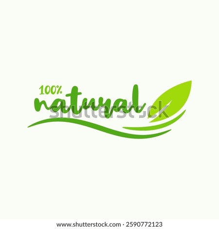 100% natural logo design template vector.