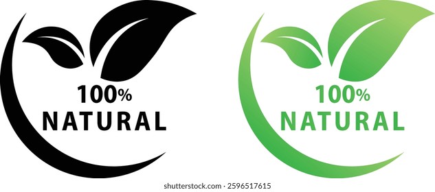 100% Natural Logo - Organic - Eco-Friendly Badge - Sustainable Label