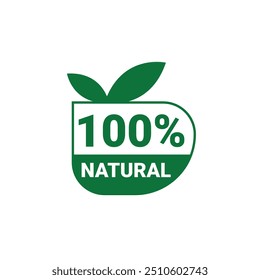 100% Natural Logo and organic Product Logo Vector Icon Circle Sign. Healthy Food Emblem. Organic food Badge, Green leaf logo ecology nature element vector icon