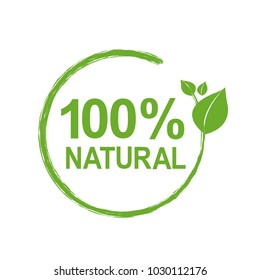 100% Natural Logo Symbol, Vector Illustration