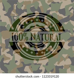 100% Natural on camo texture