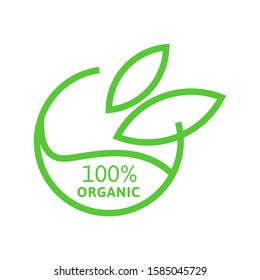 100% natural and organic logo template vector health badge design