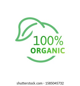 100% Natural And Organic Logo Template Vector Health Badge Design