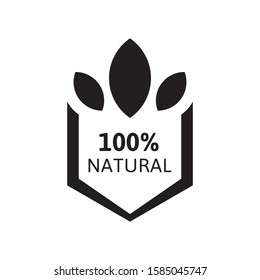 100% natural and organic logo template vector health badge design