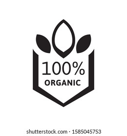 100% natural and organic logo template vector health badge design