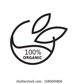 100% natural and organic logo template vector health badge design