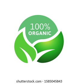 100% natural and organic logo template vector health badge design