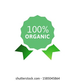 100% natural and organic logo template vector health badge design