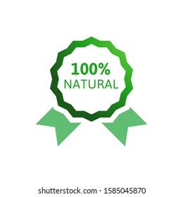 100% natural and organic logo template vector health badge design