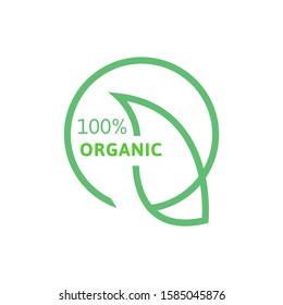 100% natural and organic logo template vector health badge design
