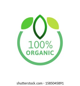 100% natural and organic logo template vector health badge design