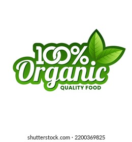 100% Natural and organic Product Vector Icon Circle Sign. Healthy Food Emblem. Organic food Badge.