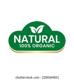 100% Natural and organic Product Vector Icon Circle Sign. Healthy Food Emblem. Organic food Badge.
