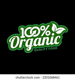 100% Natural and organic Product Vector Icon Circle Sign. Healthy Food Emblem. Organic food Badge.