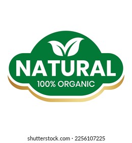 100% Natural and organic Product Vector Icon Circle Sign. Healthy Food Emblem. Organic food Badge.