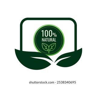 100% Natural and organic Product Vector Icon Circle Sign. Healthy Food Emblem. Organic food Badge