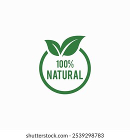 100% Natural and organic Product Vector Icon Circle Sign. Healthy Food Emblem. Organic food Badge