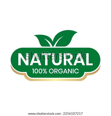 100% Natural and organic Product Vector Icon Circle Sign. Healthy Food Emblem. Organic food Badge.