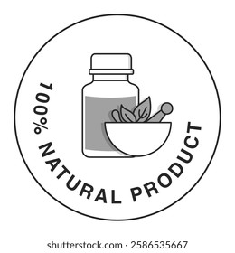 100% Natural Product Icon with Editable Stroke and Colors