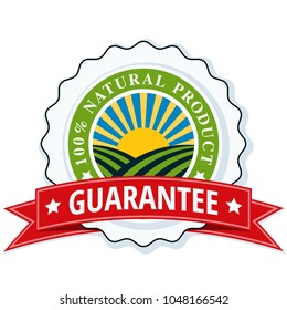 100% Natural Product label illustration