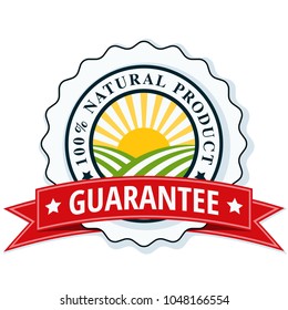 100% Natural Product label illustration