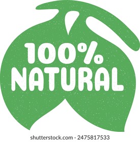 100% Natural Product, Logo design with stamp effect. Healthy Food, label, organic food Badge. 