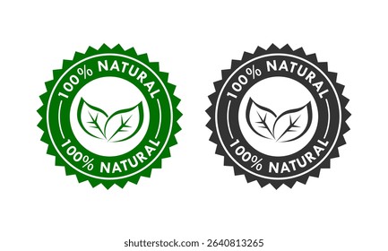 100% natural product logo template illustration. Suitable for product label