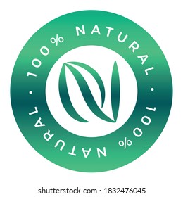 100% natural product vector icon logo