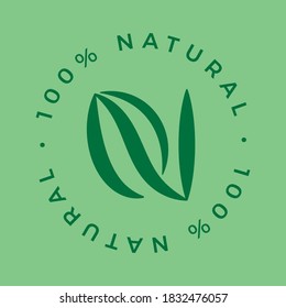 100% natural product vector icon logo