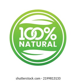 100% Natural Product Vector Icon Circle Sign. Healthy Food Emblem. Organic food Badge.