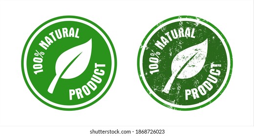 100% natural product vector stamp on white background