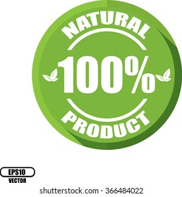 100% natural product,Button,label and sign - Vector illustration