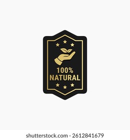 100% Natural products label vector isolated. Organic ingredients green label stamp. 100% natural ingredients, organic bio pharmacy and natural skincare cosmetic product.