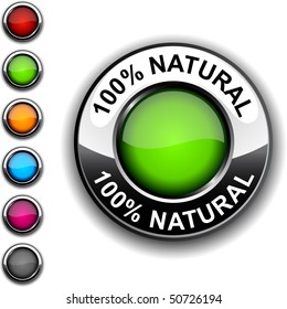  Botón 100% Natural realista. Vector.
