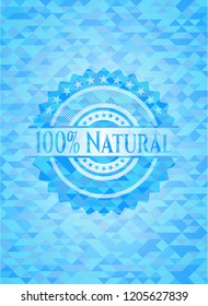 100% Natural realistic sky blue emblem. Mosaic background