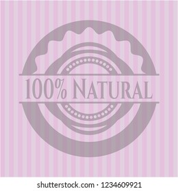 100% Natural retro pink emblem