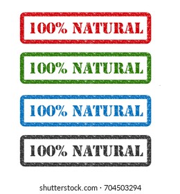 100 % natural set rubber stamp isolated on background.