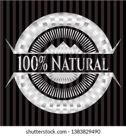 100% Natural silvery emblem. Vector Illustration. Mosaic.