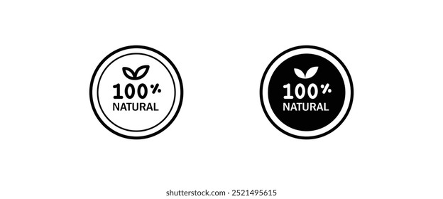 100 Natural Stamp Illustration., premium quality, locally grown, healthy food natural products, farm fresh stickers. menu organic labels, food products packaging bio emblems line flat icons set,