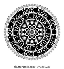 Etiqueta de sello natural del 100 %, vector