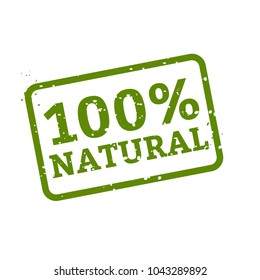 100% Natural Stamp Sign White Background, Vector Illustration