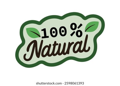 100% Natural Sticker Vector Design Eco-Friendly Vector Art