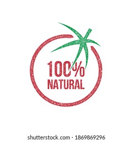 Ilustración vectorial de estampado de tomate 100% natural