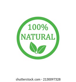 100% Natural Vector Badge Design Icon
