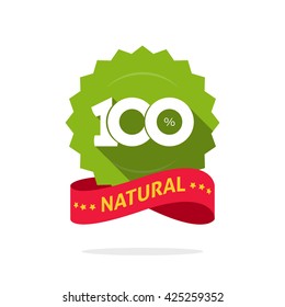 100 % natural vector badge, 100 percent label or sign isolated