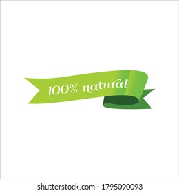 100% Natural vector clipart with green concept illustration. 