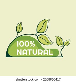 100% natural vector flat abstract tag Design