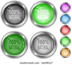 100% natural. Botones de Internet vectores.