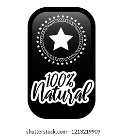 100% Natural Vector Lettering Stamp Illustration.premium quality emblem, label, badge,sticker.