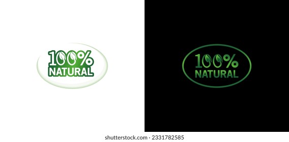 100% natural vector logo or badge template for natural products with creative concept
